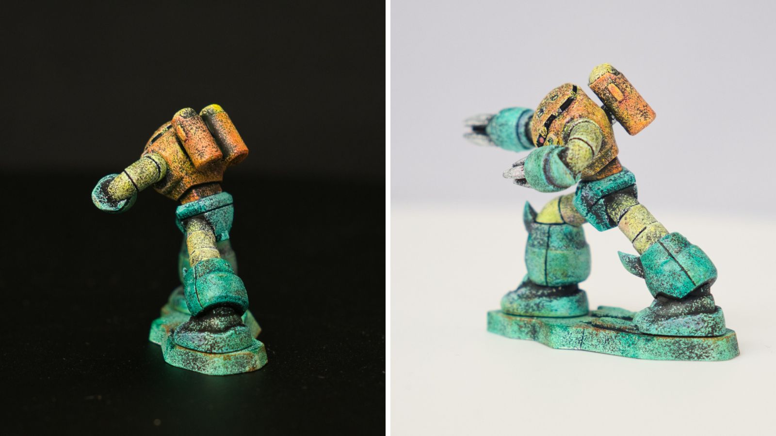 チョコサプズゴック熱帯仕様、スポンジ塗装×筆塗り。左側面写真【2枚】