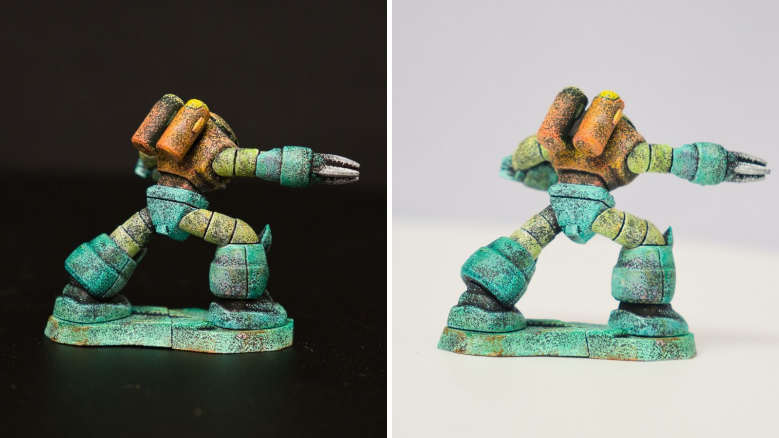 チョコサプズゴック熱帯仕様、スポンジ塗装×筆塗り。背面写真【2枚】