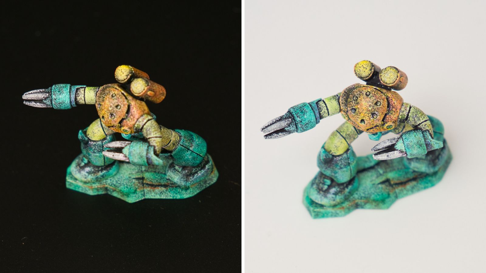 チョコサプズゴック熱帯仕様、スポンジ塗装×筆塗り。上面写真【2枚】